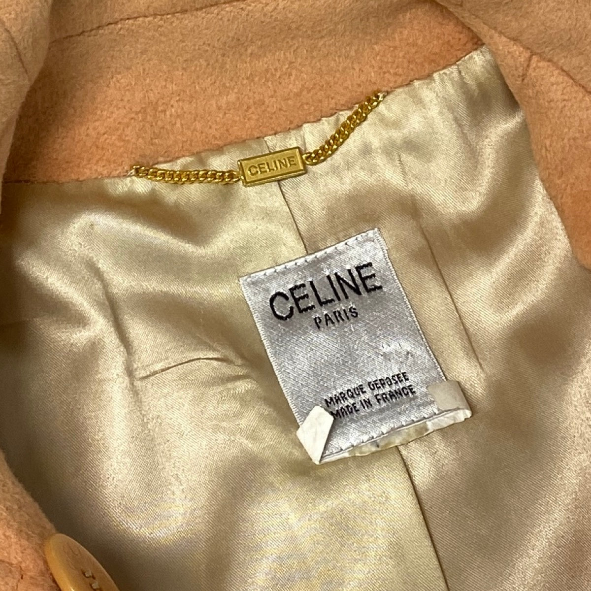 Ej28 CELINE ホースビット メルトンコート ロングコート アウター フランス製 オレンジ レディース 女性用k02i