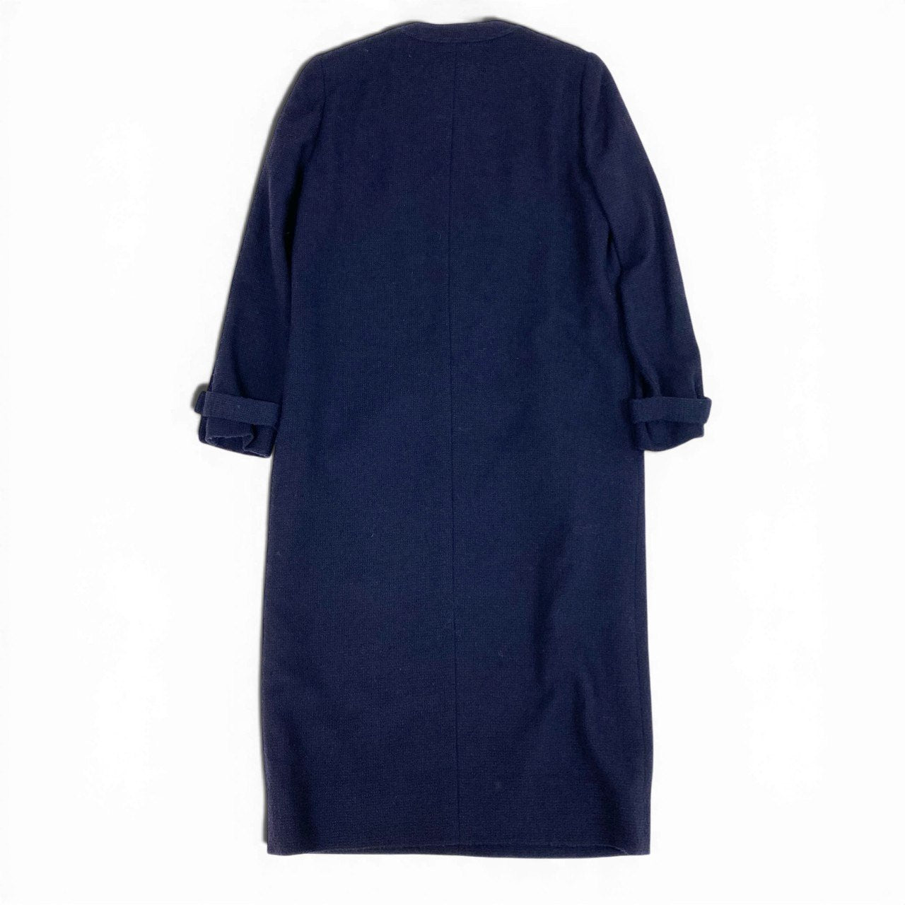 Cb15 Vintage CHANEL シャネル ヴィンテージ ツイードワンピース 長袖 ココマークボタン ネイビー レディースu02t