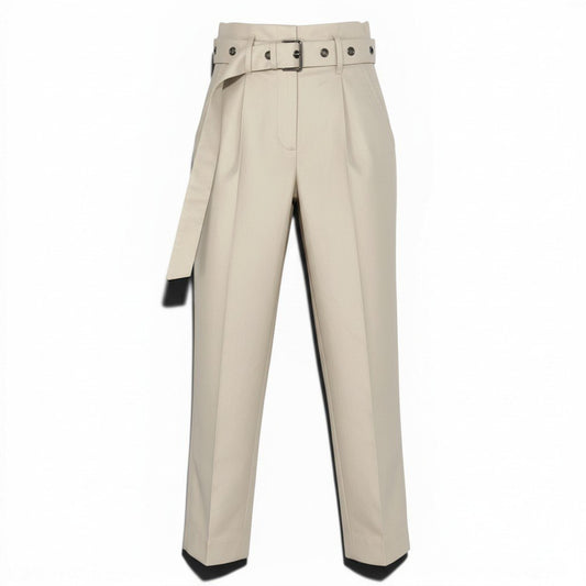 39d14 BRUNELLO CUCINELLI ブルネロクチネリ ベルテッドパンツ ハイウエストパンツ 34 アイボリー レディースu02t