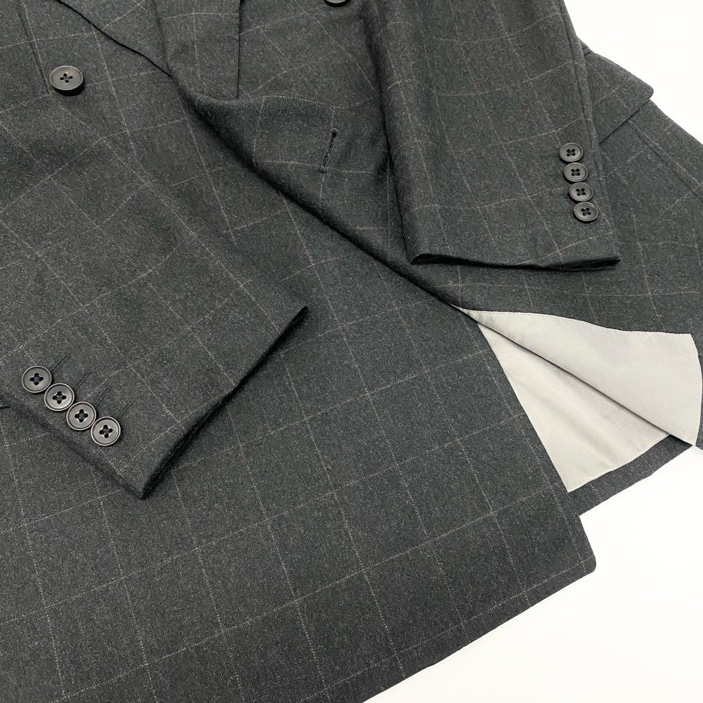 54l28 BURBERRY LONDON バーバリーロンドン スーツセットアップ テーラードジャケット スラックスパンツ チェック柄 カシミヤ混 94-84-165 AB4 ダークグレー メンズ 男性用o07t