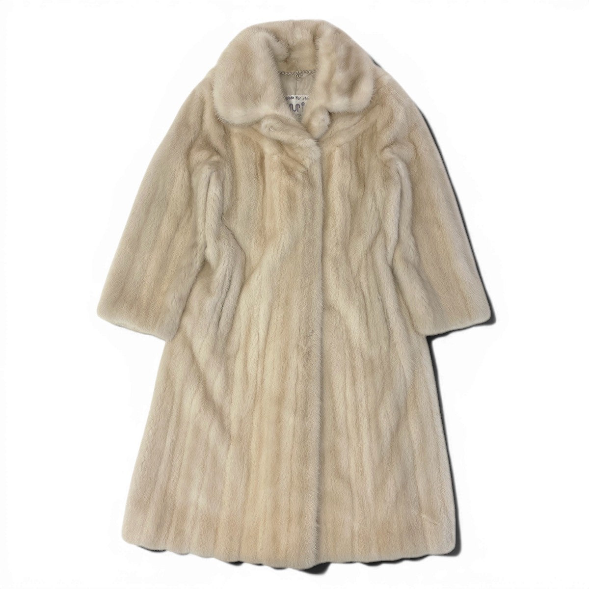38f18 MIO パールミンク 超ロングコート 丈100cm サイズF ホワイト 最高級本毛皮 Pearl Mink Long Fur Coatt18r