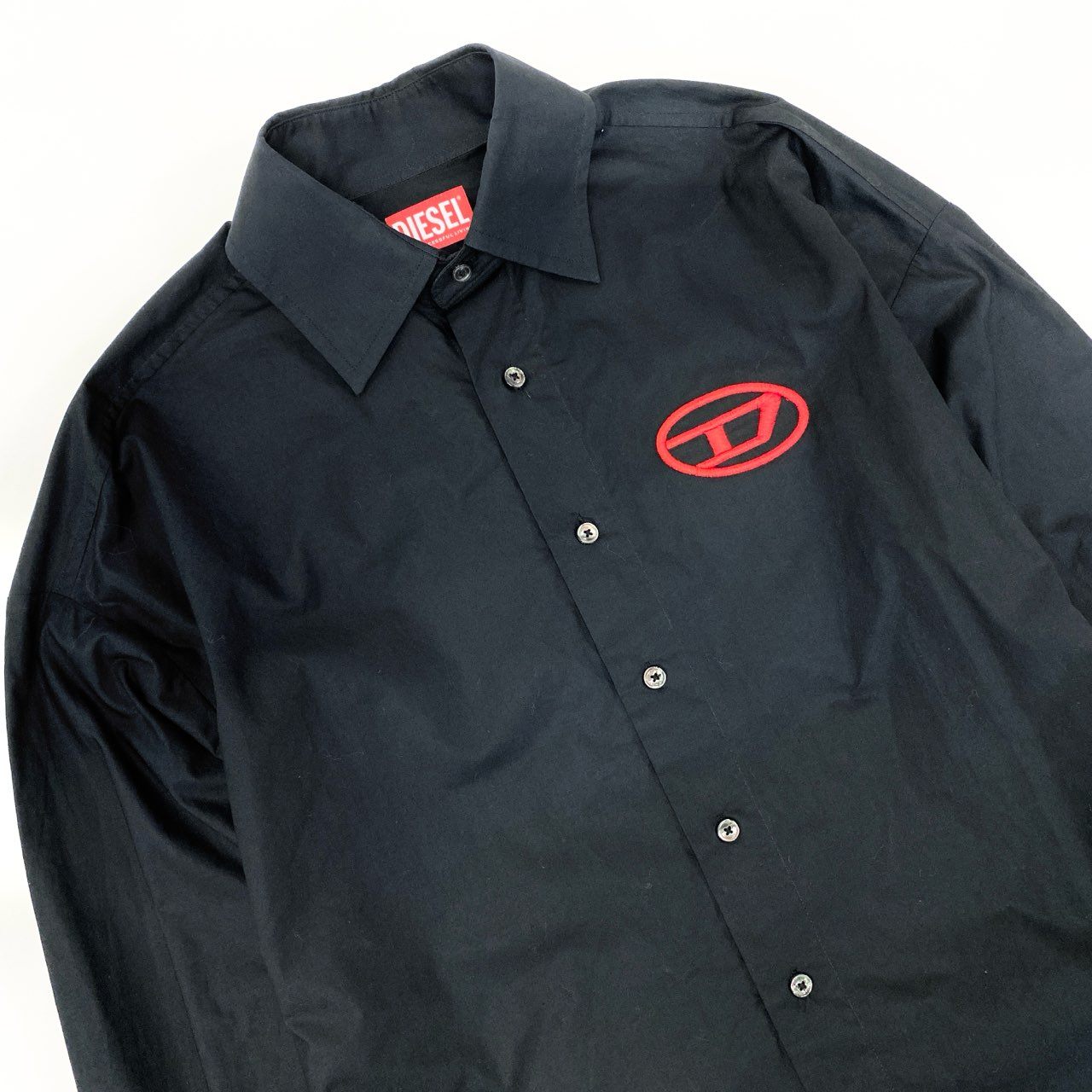 61h24 《美品》 DIESEL ディーゼル オーバルＤ 長袖シャツ ブラウス トップス S-DOU-PLAIN サイズ40 ブラック コットン レディースu02t