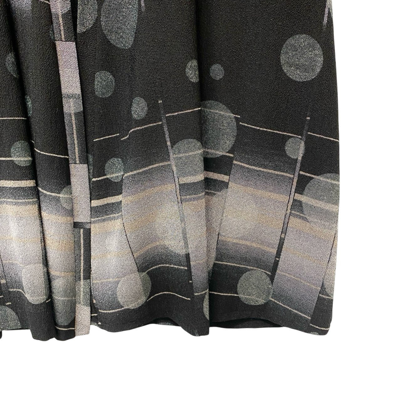 5c3 【美品】 詩仙堂 BY HITOSHI シセンドウ ロング ベストジレ ノースリーブ 総柄 ちりめん レディース 女性服 グレー ブラック ポリエステル100％u02t