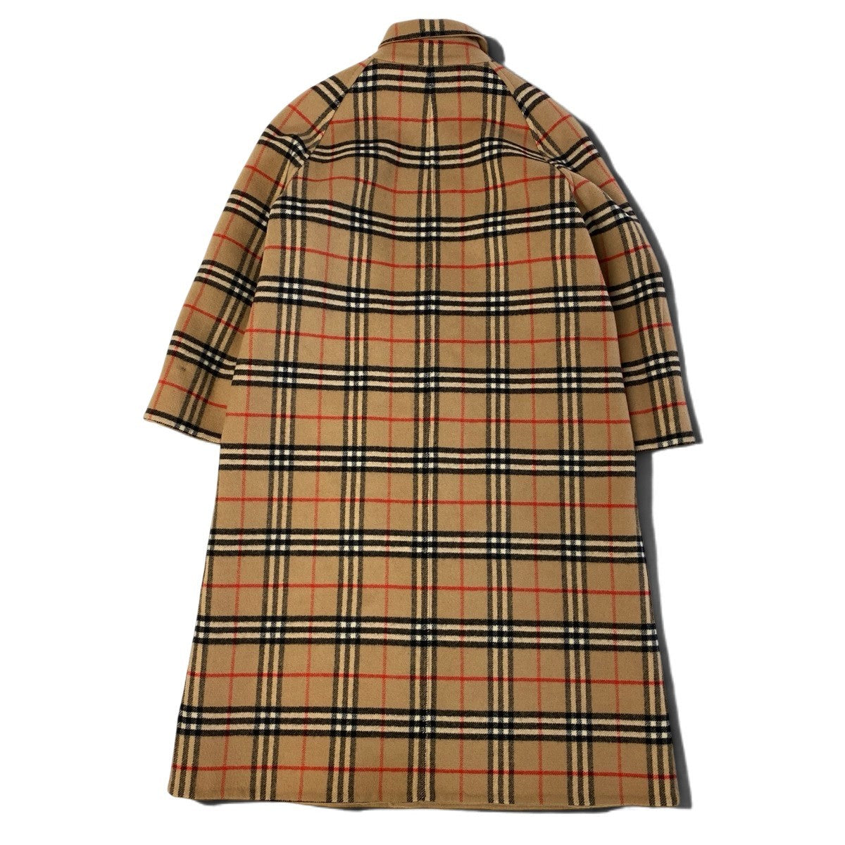 Ij23 Burberrys バーバリーズ ノバチェック リバーシブルコート サイズ11AB ベージュ ウール100％ レディースu02t