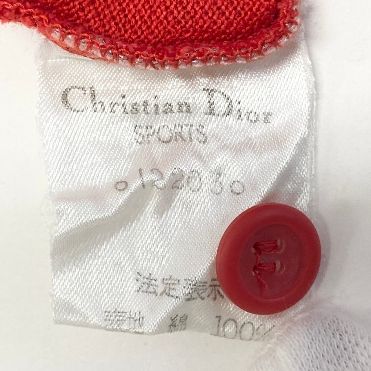 48c18 Christian Dior クリスチャンディオール ロングスリーブポロシャツ ブランドロゴ刺繍 トップス Mサイズ レッド コットン100％ レディース 女性用o07t