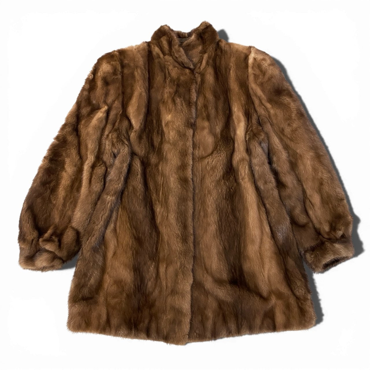 35a15 パステルミンク ロングコート サイズ15 茶系 本毛皮 Pastel Mink Fur Coat ポケット有t18r