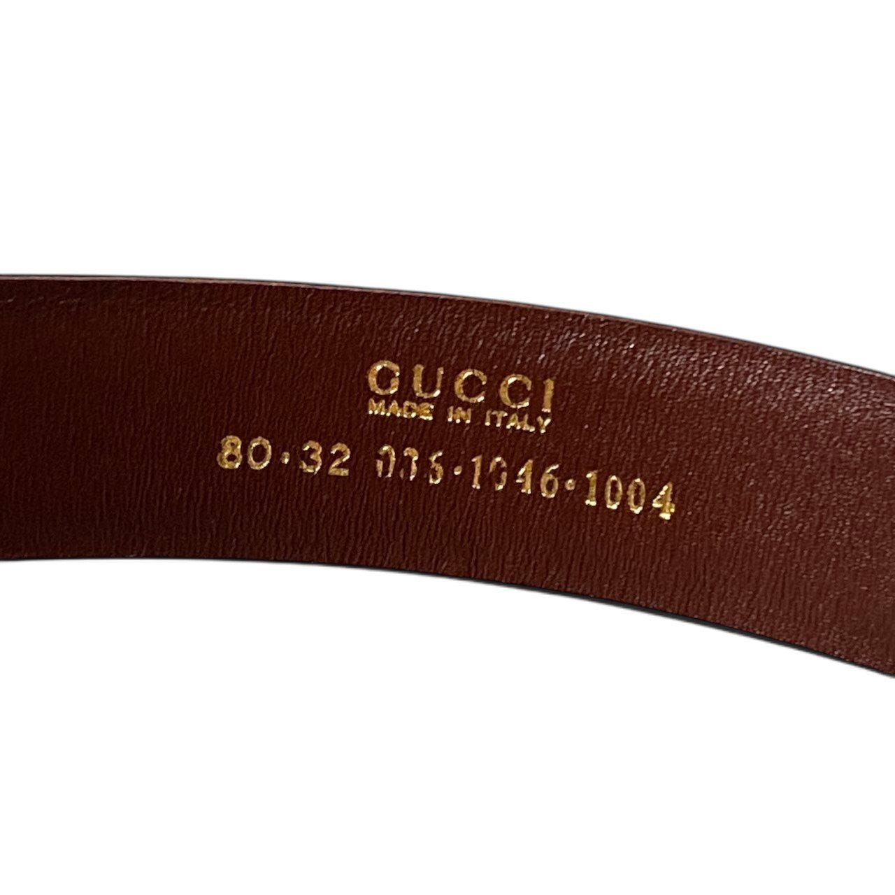 i10 GUCCI グッチ ロゴ金具 レザーベルト 80 ブラウン レザー レディースu02t