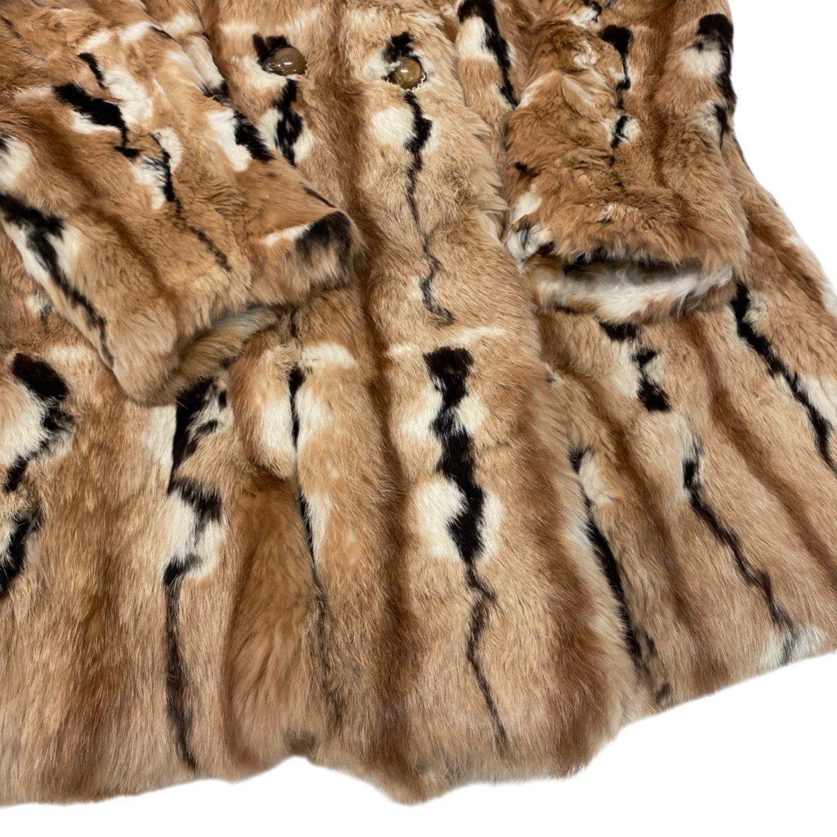 75i24 リアルファー ロングコート サイズF 茶系 本毛皮 Vintage Real Fur Long Coat ダブルt18r