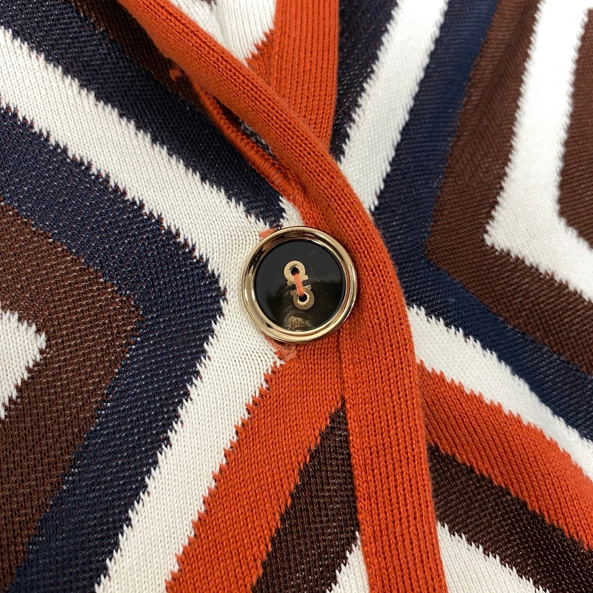 Ef24 Salvatore Ferragamo サルヴァトーレフェラガモ ロングスリーブ ニットカーディガン 総柄 サイズXS マルチカラー コットン レーヨン レディースo07t