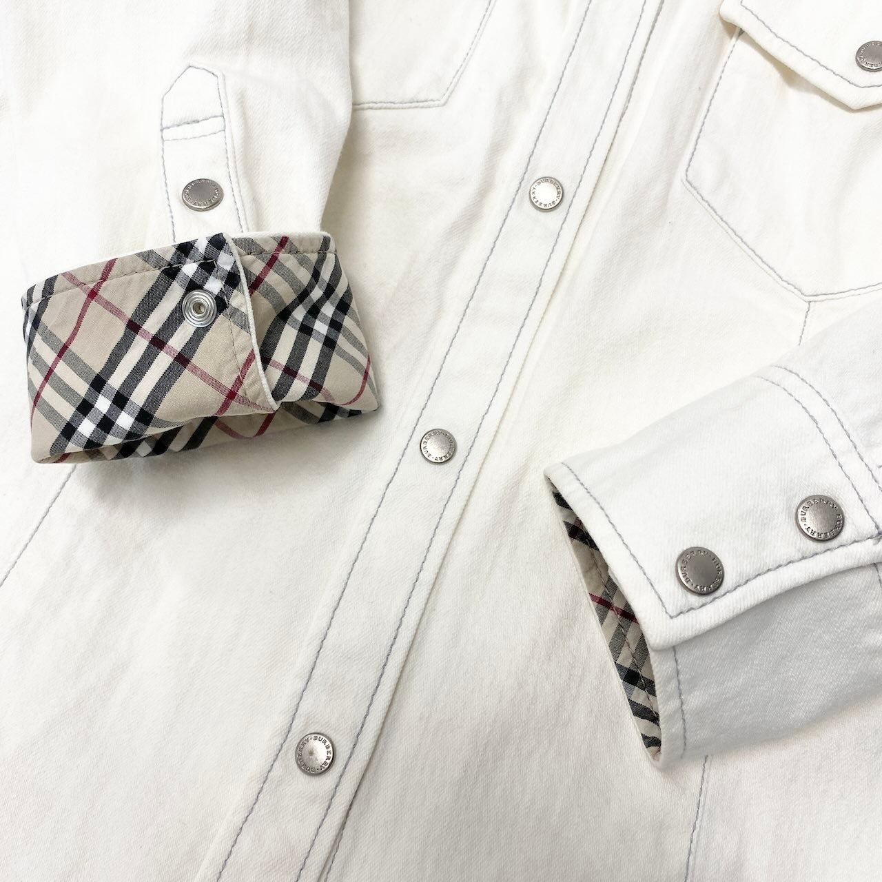 78d9 BURBERRY LONDON バーバリー ロンドン ホワイトデニム ジャケット サイズ38 ホワイト White Denim Jackett18r