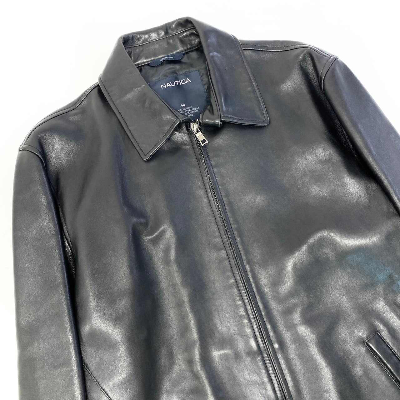 26e11 《美品》 NAUTICA ノーティカ レザージャケット サイズM / L相当 ブラック 本革 Leather Jackett18r