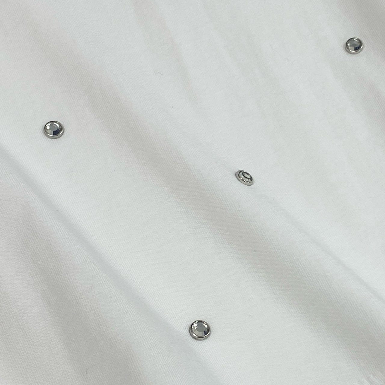 2j27《極美品》ERMANNO FIRENZE エルマンノ フィレンツェ 半袖Tシャツ ラインストーン ブランドロゴ 44サイズ ホワイト レディースu02t