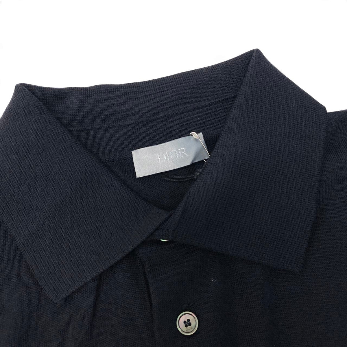 47j16 【未使用】 DIOR HOMME ディオール オム Bee刺繍 ロングスリーブ ニットポロシャツ 013M600AT069 サイズM ブラック ウール100％ メンズu02t