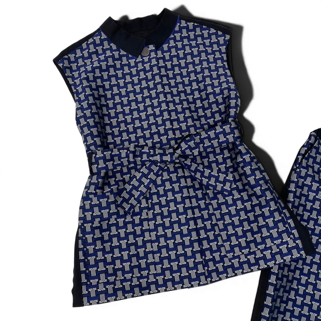 If8 【未使用タグ付】 LANVIN COLLECTION ランバンコレクション 定価16.5万円 セットアップ モノグラム ジャガーベスト ハーフパンツ サイズ36 ブルー レディース 女性用u02t