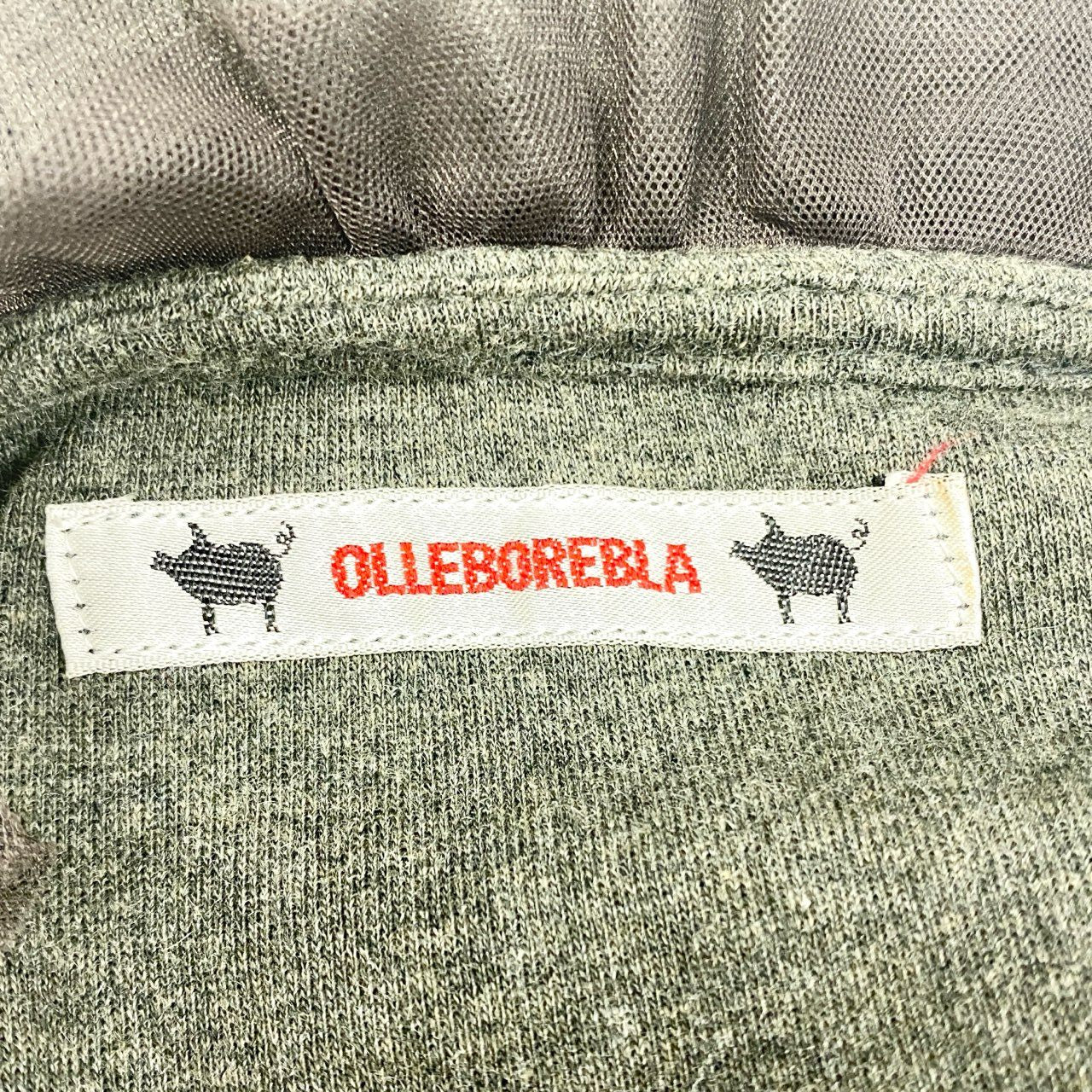 24b16 OLLEBOREBLA オレボレブラ アルベロベロ チュニックワンピース ハイゲージニット レース ビーズ装飾 花柄 ブタさん カシミヤ混 レディース グレー系o07t