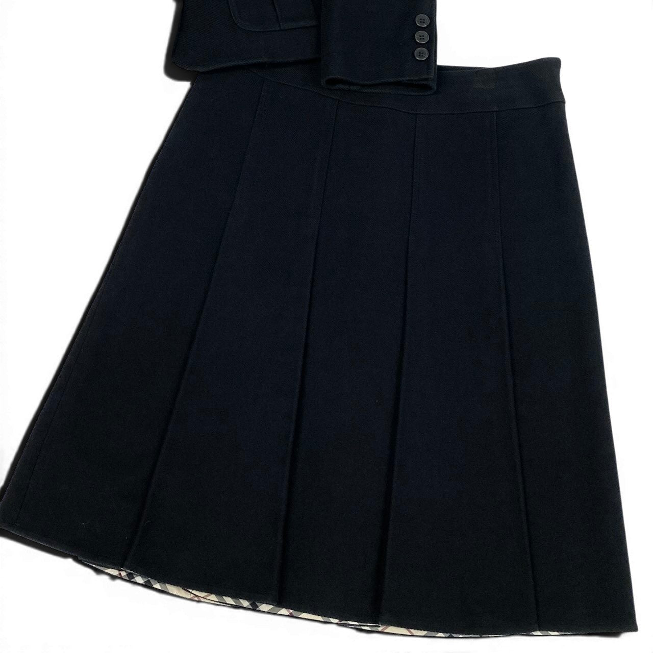24e14 BURBERRY LONDON バーバリー ノバチェック セットアップ サイズ40 / 38 ブラック ジャケット スカート 日本製t18r