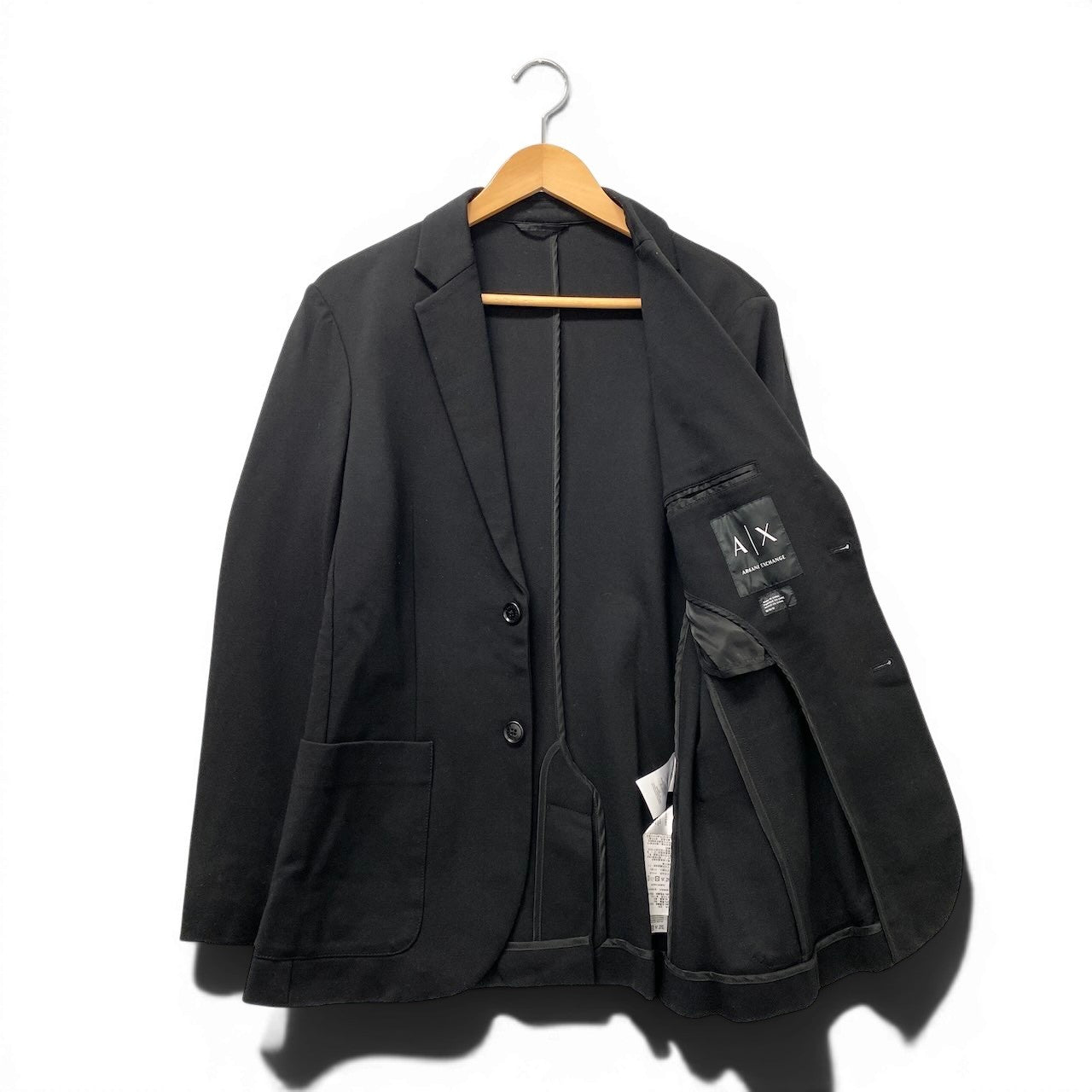 60f17 ARMANI EXCHANGE アルマーニエクスチェンジ テーラードジャケット アンコンジャケット ストレッチ サイズM ブラック メンズ 紳士服o07t