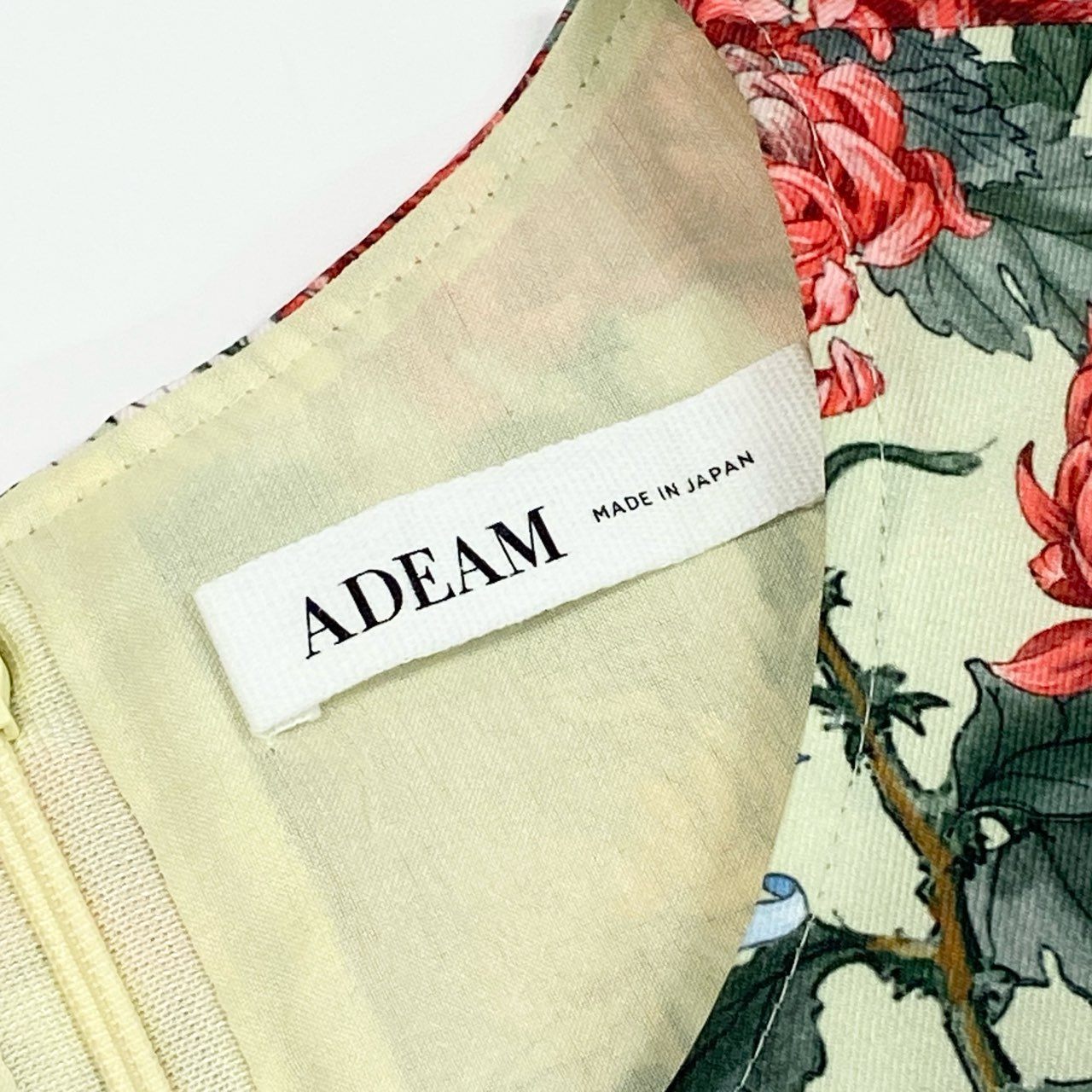 72a15 《美品》 ADEAM アディアム 23SS フラワーノースリーブ ミニワンピース 43489 S イエロー チュニック 日本製 花柄