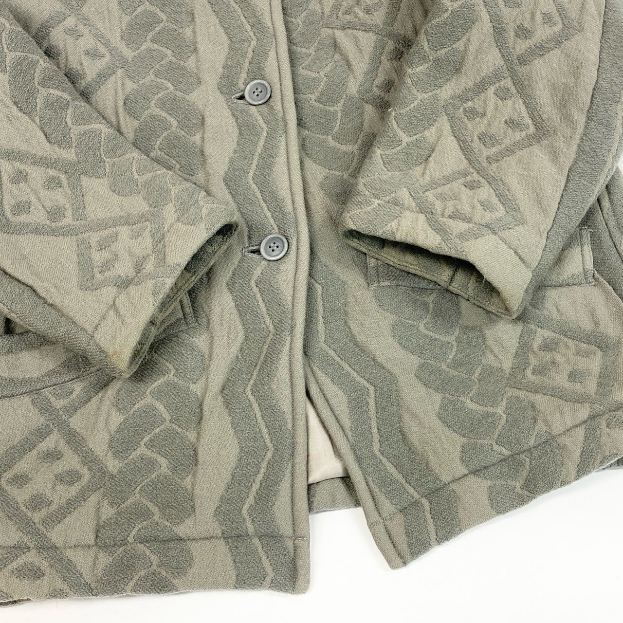 22a23 ISSEY MIYAKE イッセイミヤケ マルチジャガード コート ジャガード 筆タグ アーカイブ 7 グレー レディースu02t