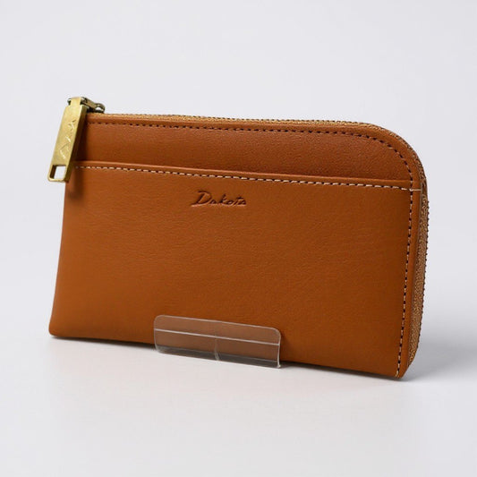 L10 《未使用》 Dakota ダコタ ラルゴ L字ファスナー 財布 ブラウン レザー ウォレット 小銭入れ 牛革 チャーム付きt18r