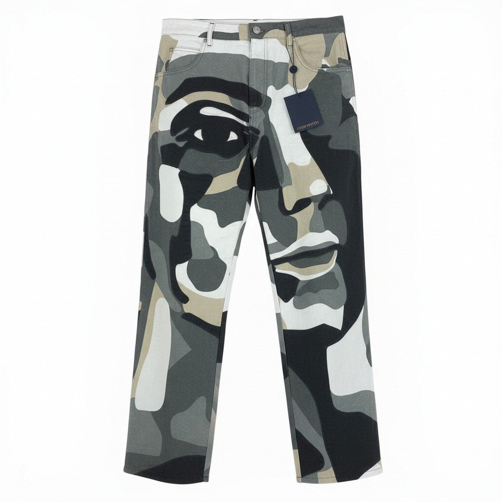 Id2 《美品》 LOUIS VUITTON ルイヴィトン Kid Super メイドトゥオーダー デニムパンツ Made To Order Denim Pants サイズ34 グレー LV モノグラムt18r