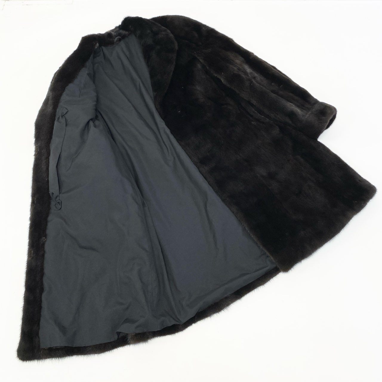 81a14 BLACKGLAMA ブラックグラマ デミバフミンク ミンクコート ロングコート 毛皮コート F ダークブラウン ミンクファー 身幅ゆったり 毛並み綺麗t18r