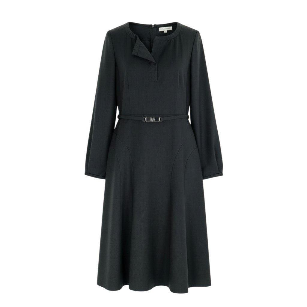 31b12 CELINE セリーヌ 馬車ベルト付き Aラインワンピース サイズ38 グレー Vintage Dress ドレス フランス製t18r