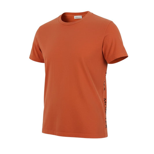 35a30 MONCLER モンクレール 半袖Tシャツ コットンTシャツ サイドラインロゴ刺繍 トップス F10918C72010 8390T XLサイズ オレンジ コットン100％ メンズ 男性用o07t