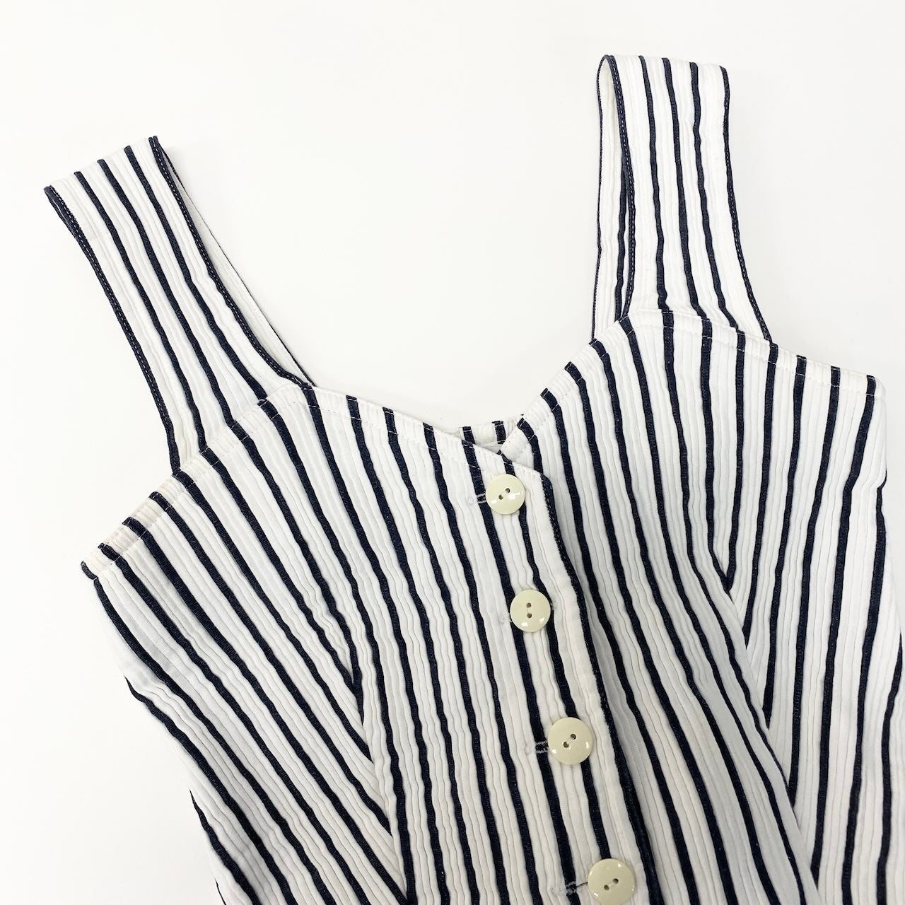 46c24 Miss Dior ミスディオール タンクトップ ノースリーブカットソー ストライプ柄 Mサイズ ホワイト ネイビー レディース 女性用o07t