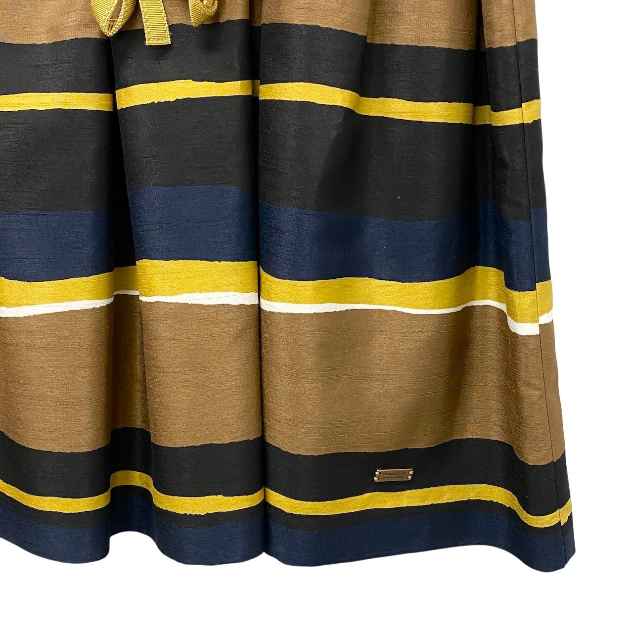 78e18 BURBERRY LONDON BLUE LABEL バーバリーロンドン ブルーレーベル パフスリーブ 膝丈ワンピース ボーダー柄 ウエストリボン  サイズ36 マルチカラー ポリエステル100％ レディース 女性用u02t