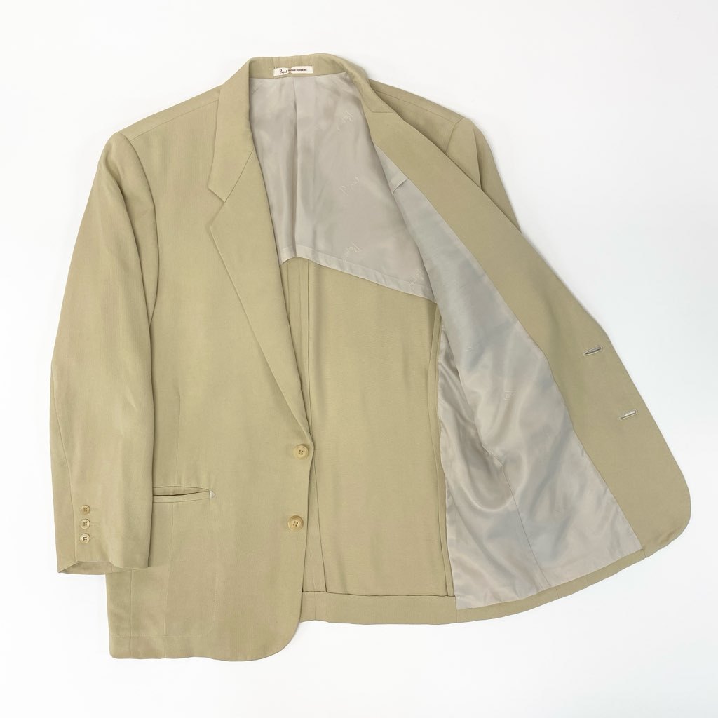 40l25 Papas パパス テーラードジャケット サマージャケット M ベージュ シルク100 メンズu02t