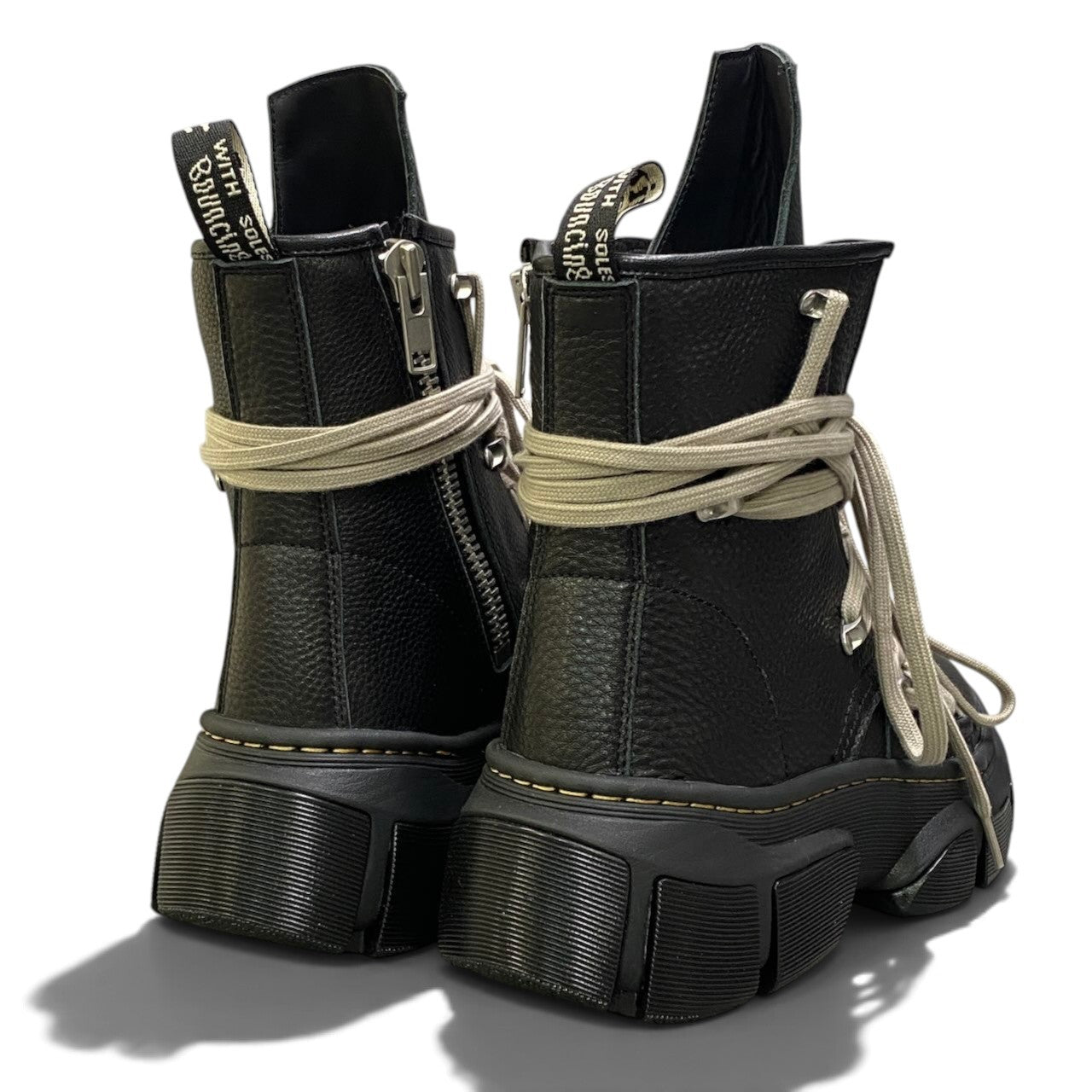 h29《未使用》 Rick Owens Dr.Martens リックオウエンス ドクターマーチン 1460 DMXL MEGA LACE BOOT 31752001 UK9 ブラック レザー メンズu02t