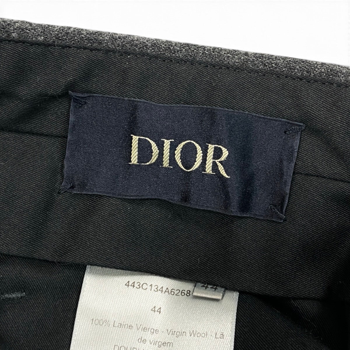 Eh31 DIOR ディオール スカーフベルト付トラウザーパンツ 443C134A6268 サイズ44 ダークグレー ヴァージンウール レディースo07t