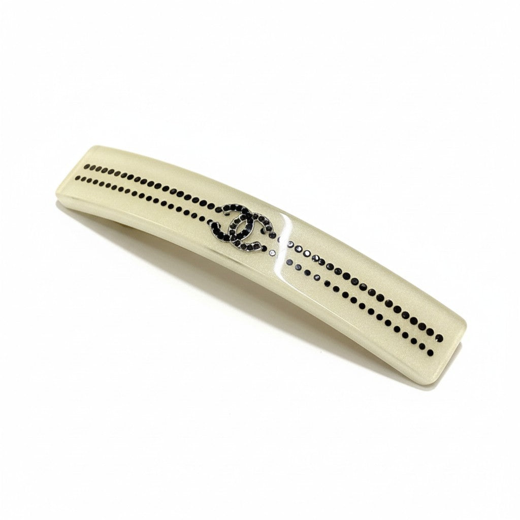 b15 CHANEL シャネル 2010 ココマーク バレッタ ヘアクリップ ヘアアクセサリー ホワイト系 レディースta1