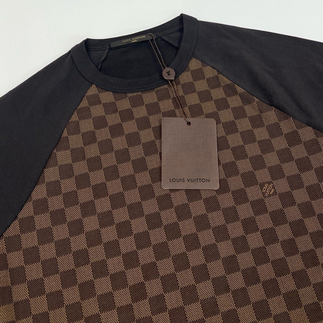 Mc16【未使用】LOUIS VUITTON ルイヴィトン ダミエ Tシャツ 半袖カットソー サイズS ブラウン メンズ トップスta1