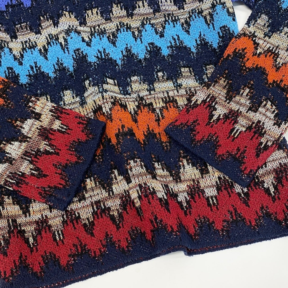 6d16 【美品】 MISSONI SPORT ミッソーニ ローゲージ ニットセーター ウールブレンド ロングスリーブニット サイズ44 マルチカラー メンズ 紳士服u02t