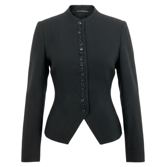 Ah6 yohji yamamoto ヨウジヤマモト femme 1998年 ランウェイ着 ノーカラージャケット  FJ-J08-261 XS ブラック レーヨン リネンu02t