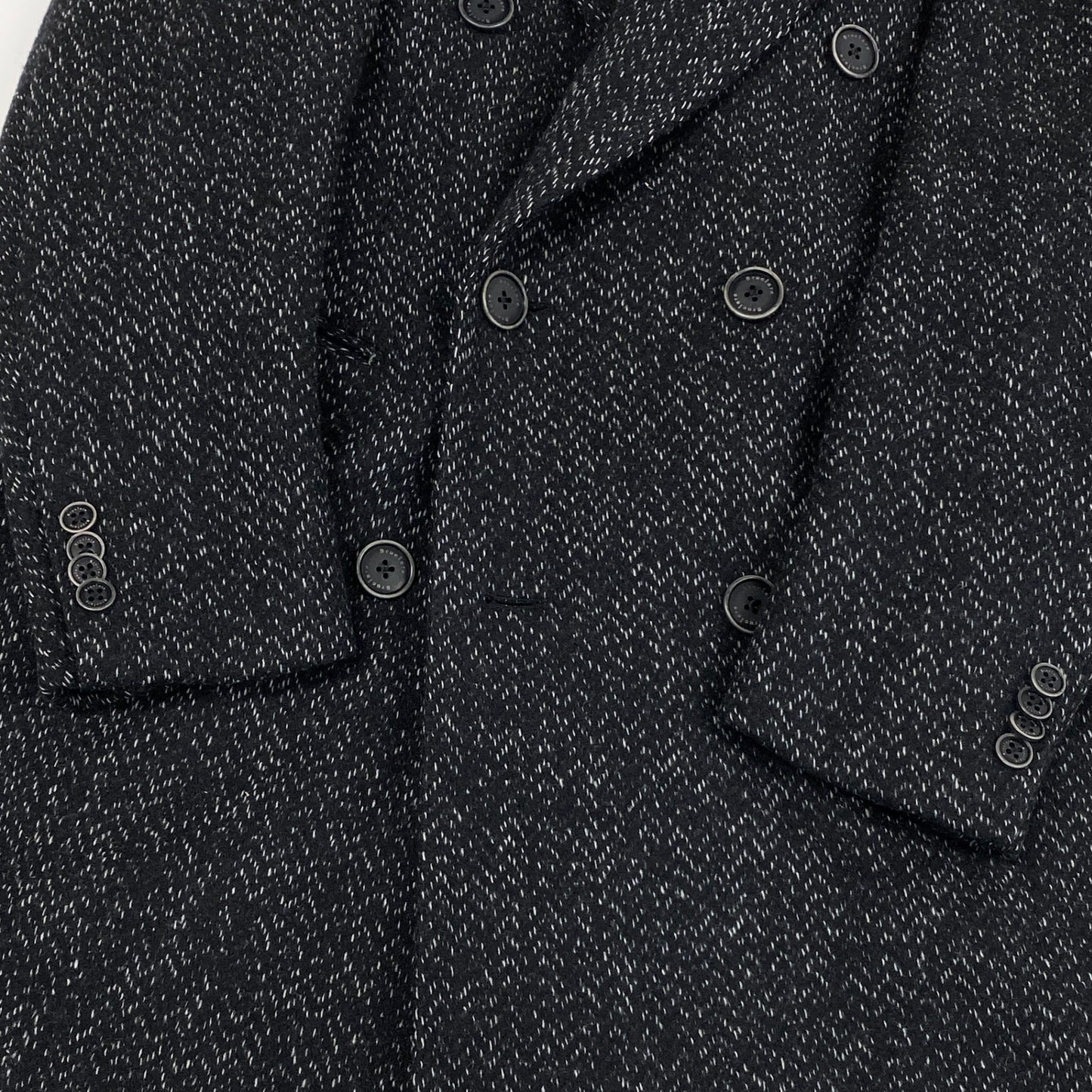 36L19 Bruciare ブルチアーレ ダブルブレストジャケット ヘリンボーン Bottoli ボットーリ生地 44 ブラック メンズ 紳士服o07t