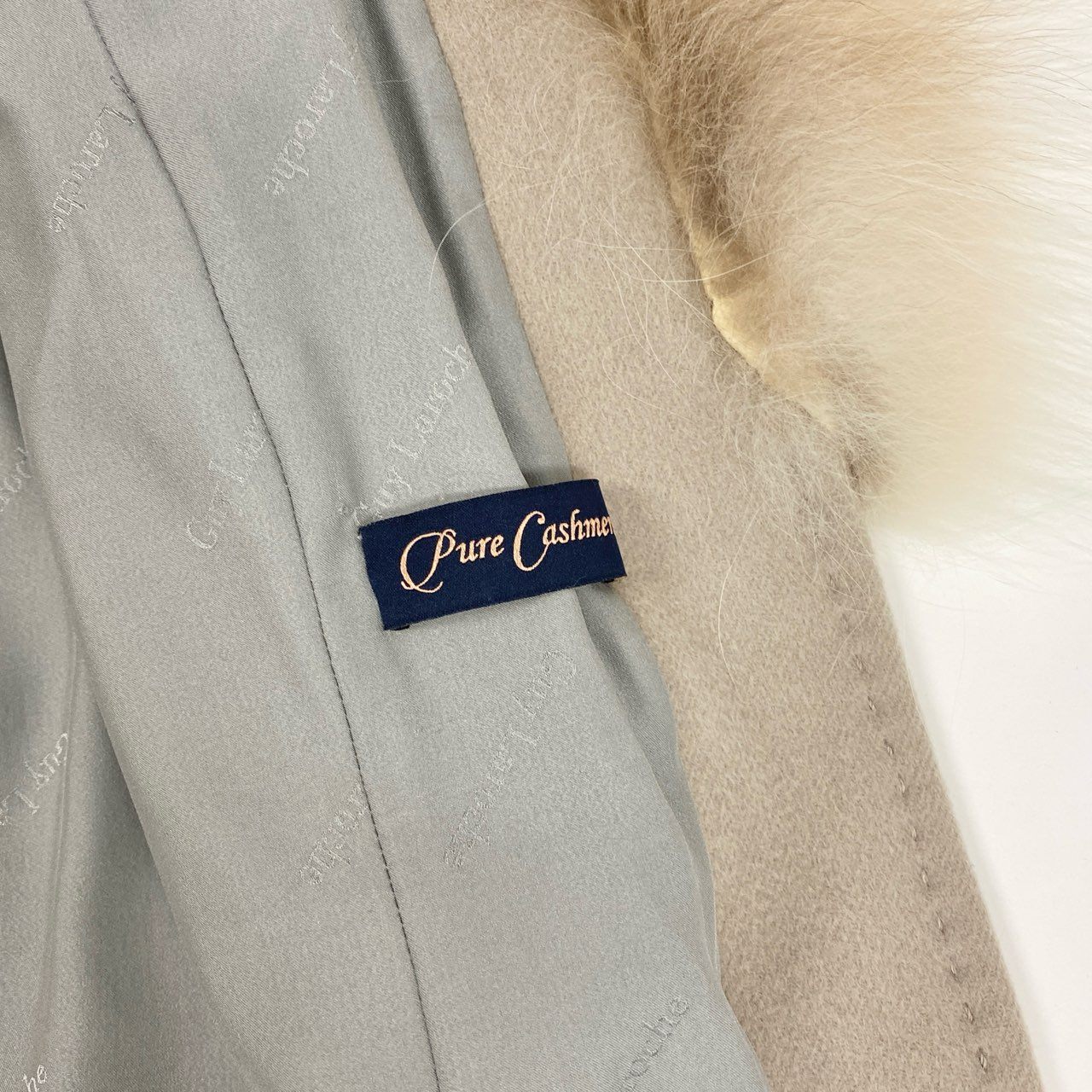 24l15《美品》 Guy Laroche ギラロッシュ LYNX リンクスファー ファーコート セミロングコート カシミヤコート 42 グレージュ カシミヤ ウール レディース 女性用u02t