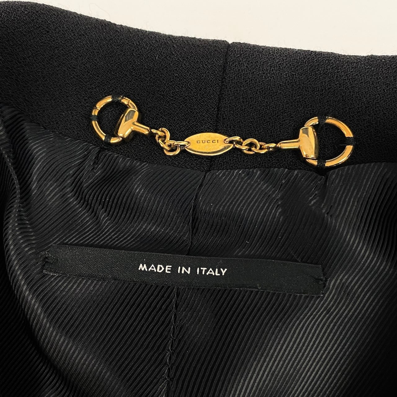 Ec31 《美品》 GUCCI グッチ ビッグカラー ダブルブレスト ジャケット Big Collar Double Jacket サイズ36 ブラック イタリア製t18r