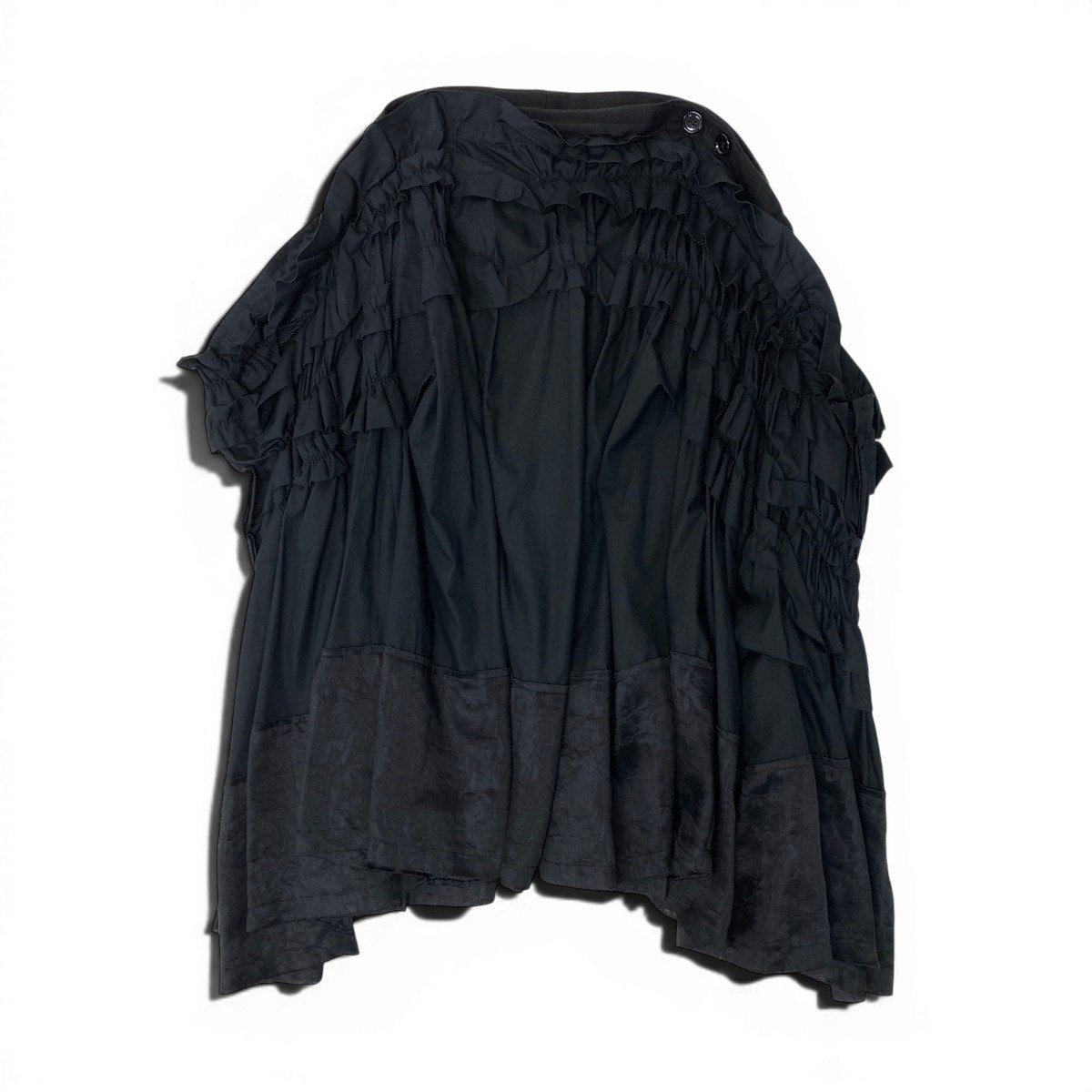 Ag10 【美品】tao COMME des GARCONS  AD2023 フリル変形スカート コットンスカート 膝丈 Sサイズ ブラック コットン100％ レディース 女性用k02i