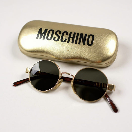 l14 MOSCHINO モスキーノ ラウンド 丸形 サングラス MC284 44□19 ブラウン アイウェア 眼鏡 メガネt18r