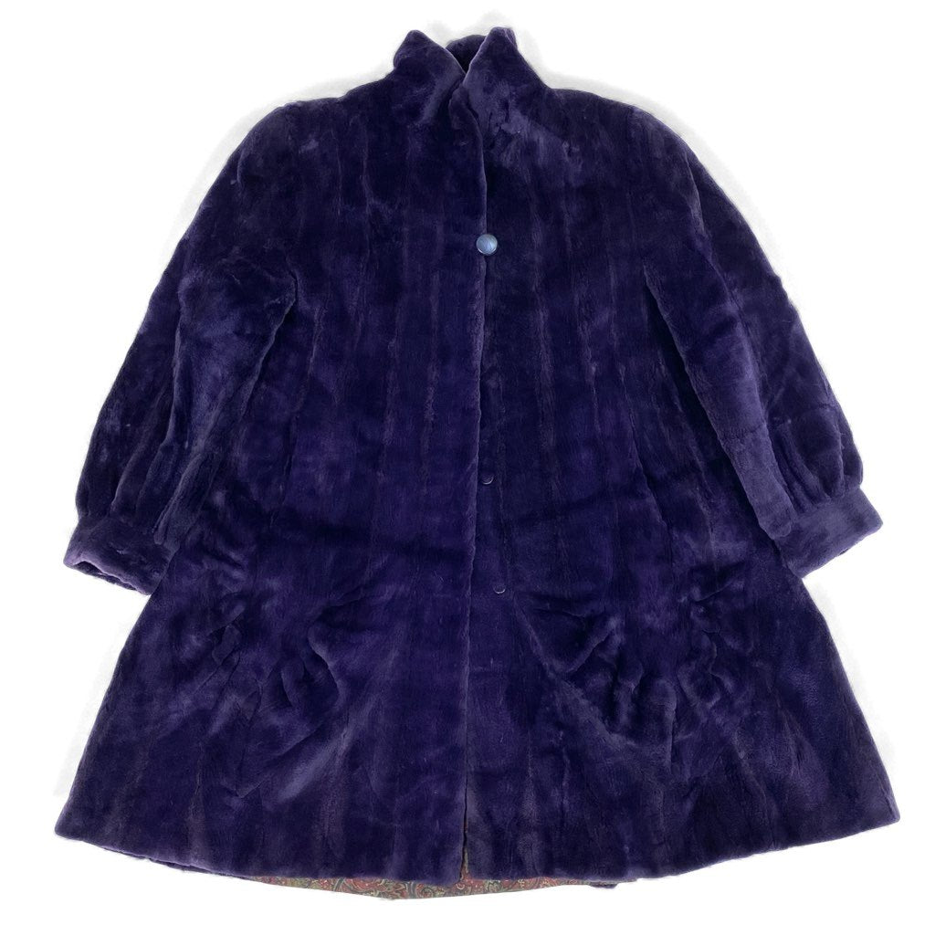 72L15 AMERICAN FUR AWARDS アメリカンファーアワード 4つ星 染め シェアードミンク ロングコート サイズF パープル 最高級本毛皮 MINK FURt18r