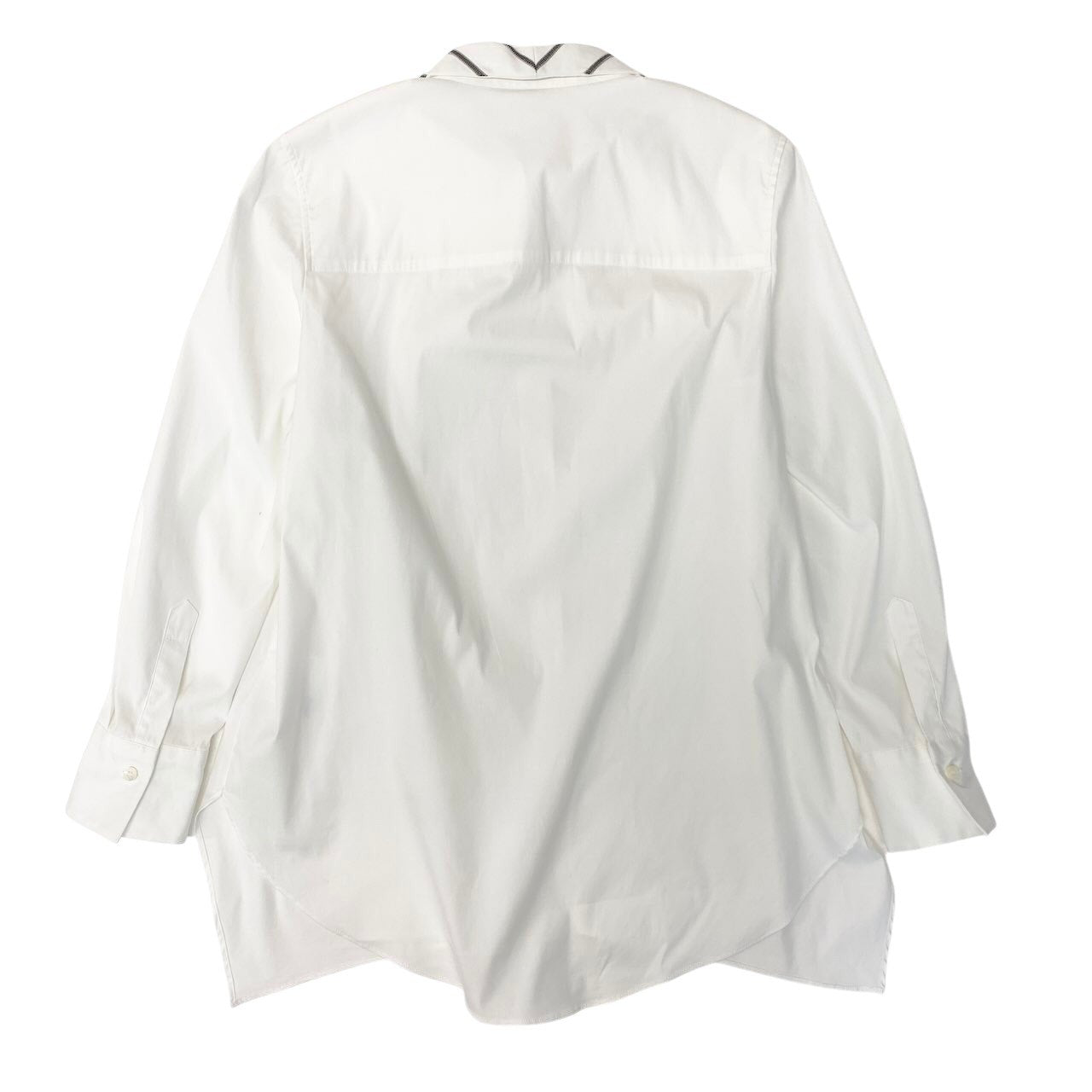 60e1 BRUNELLO CUCINELLI ブルネロクチネリ ロングスリーブシャツ トップス ビーズ装飾 ストレッチ サイズS ホワイト レディース 女性服o07t