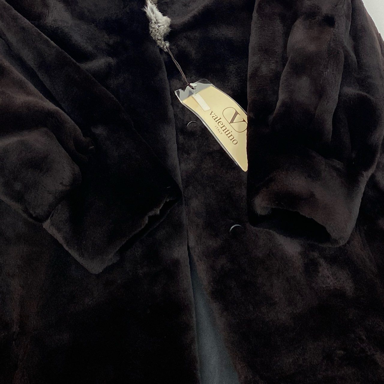 85b9 【新品保管品】Valentino ヴァレンティノ チンチラ シェアードミンク ファーコート 毛皮コート Fサイズ ダークブラウン系 レディース 女性用k02i