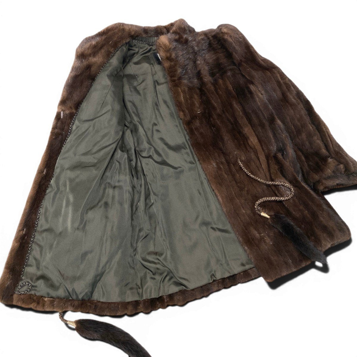 7g29 SAGA MINK サガミンク 銀サガ ミンクコート デミバフミンク ドローコード付 9号 ブラウン MINK FUR レディースu02t