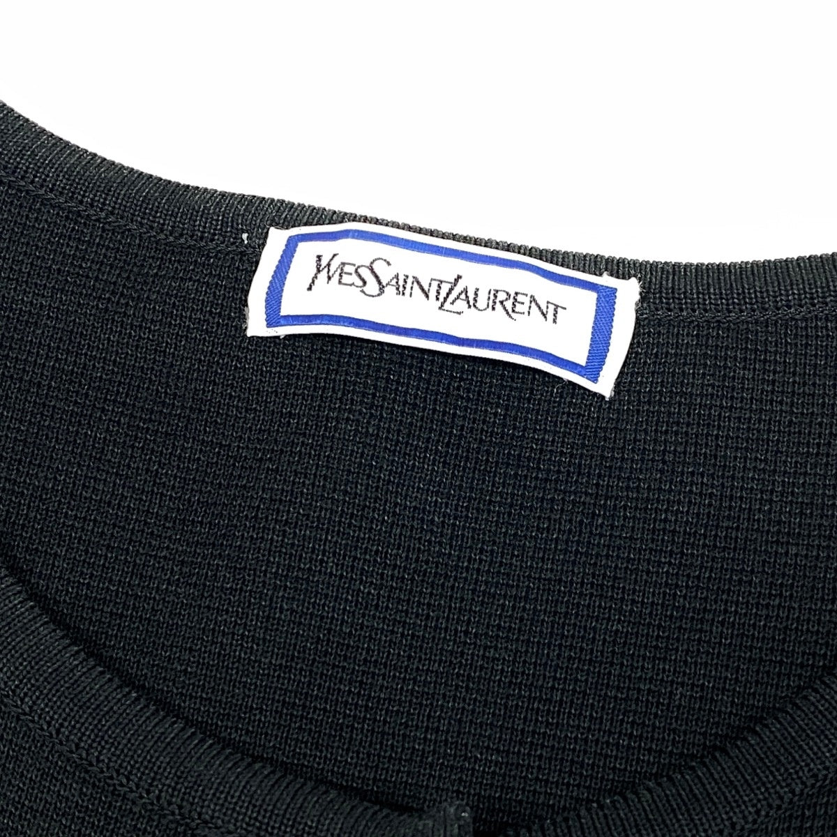 Ee25 YVES SAINT LAURENT イヴサンローラン YSL カーディガン ノーカラー ニットジャケット 金ボタン サイズM ブラック レディース 女性服o07t