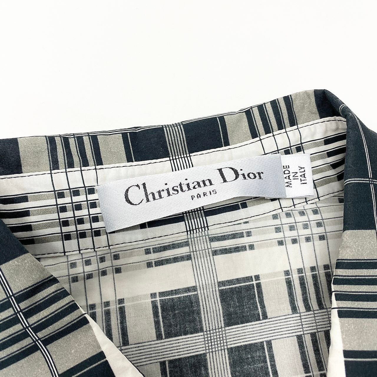 2c29 Christian Dior クリスチャンディオール ノースリーブシャツ シャツブラウス チェック柄 ブランドロゴ刺繍 8C21540L1378 40サイズ ブラック ホワイト コットン100％ レディース 女性用o07t