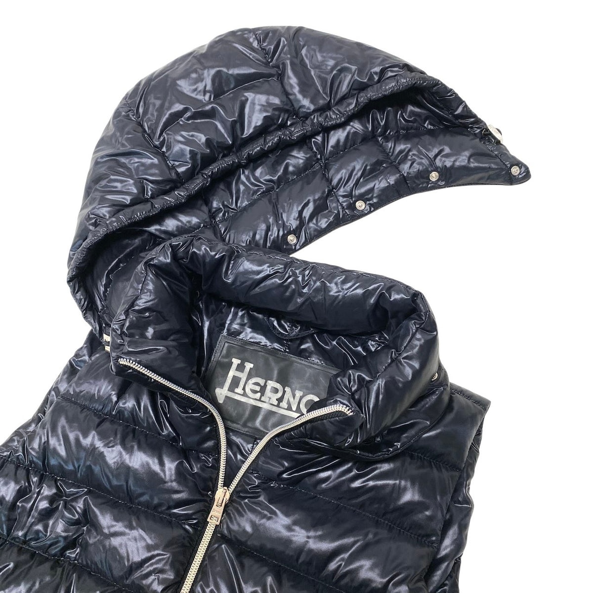 27j16 HERNO ヘルノ フード付 ライトダウン ロングベスト 2way PI0329D-12017-9300 サイズ40 ブラック レディース アウターu02t