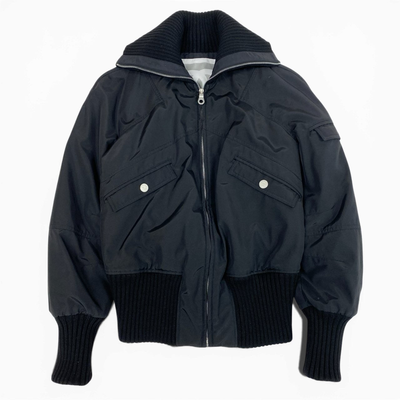 Cb19 CHANEL SPORT シャネル スポーツ 2002年 02A 94305 ココマークロゴ ショートジャケット ブルゾン サイズ40 ブラック レディース ヴィンテージta1